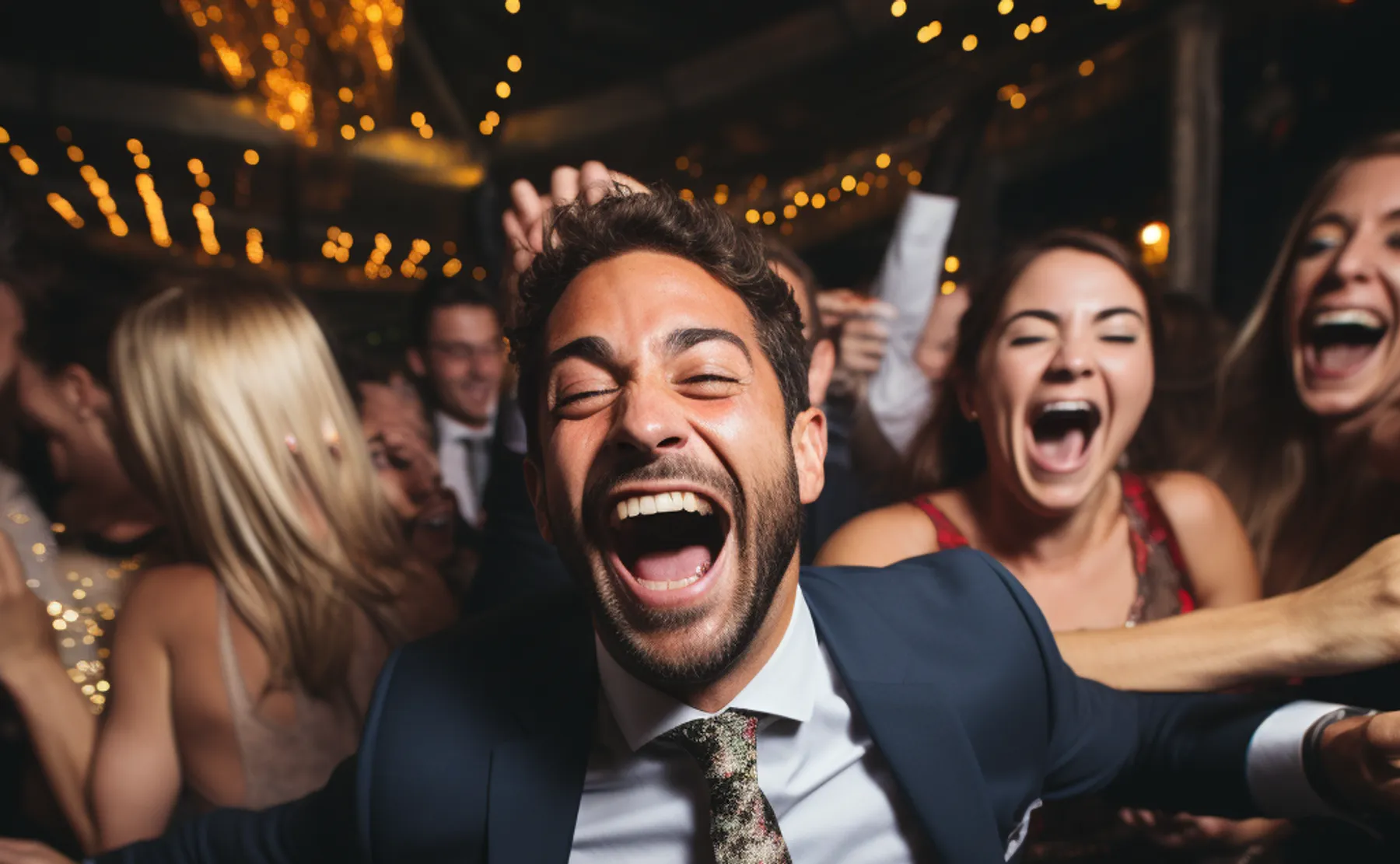 Invités heureux lors d’un mariage animé par Events Herria
