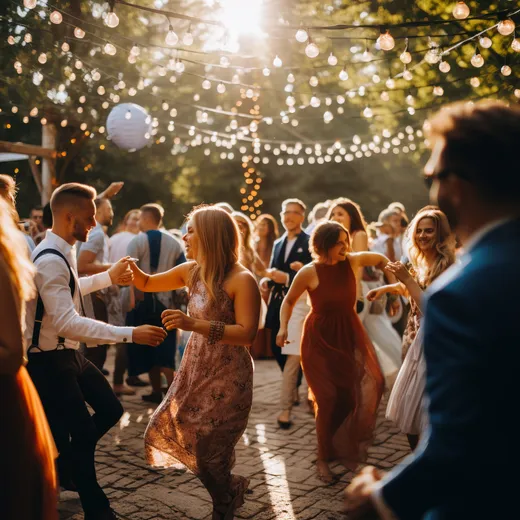 Invités qui dansent dans une ambiance tamisée