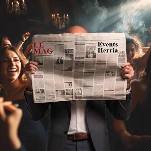 Lecteur du journal Events Herria Le Mag au milieu d’une soirée